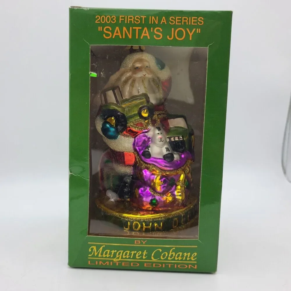 John Deere & Cobane Studio Santa's Joy handmade-painted glass Ornament limited